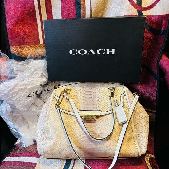Coach Handbags - Coach Madison pinnacle Python Embossed Dome Satchel Bag